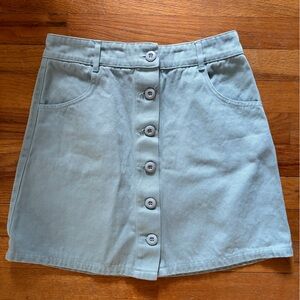 Jungmaven Button-Front Vassar Skirt in Light Blue